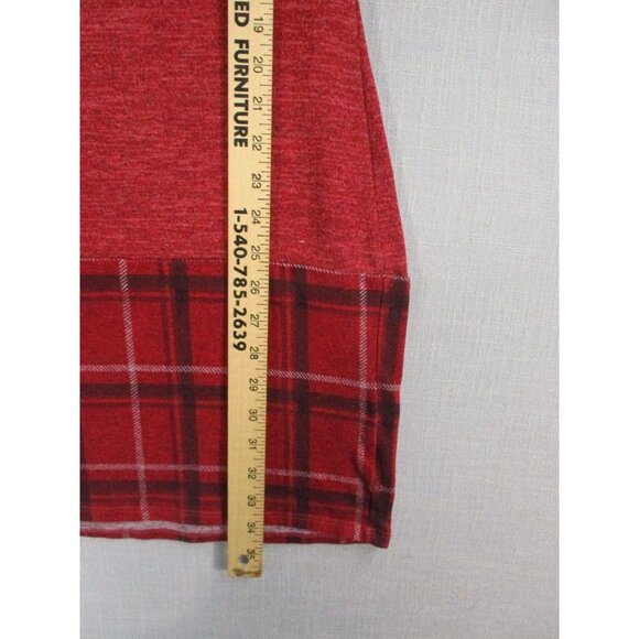 Ryan Michelle Red Plaid Trim Sweater Dress Polyester Rayon Spandex Size PM - Picture 4 of 12